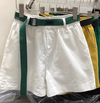 休闲阔腿短裤女直筒高腰显瘦2021夏季新款松紧腰薄款纯色牛仔短裤